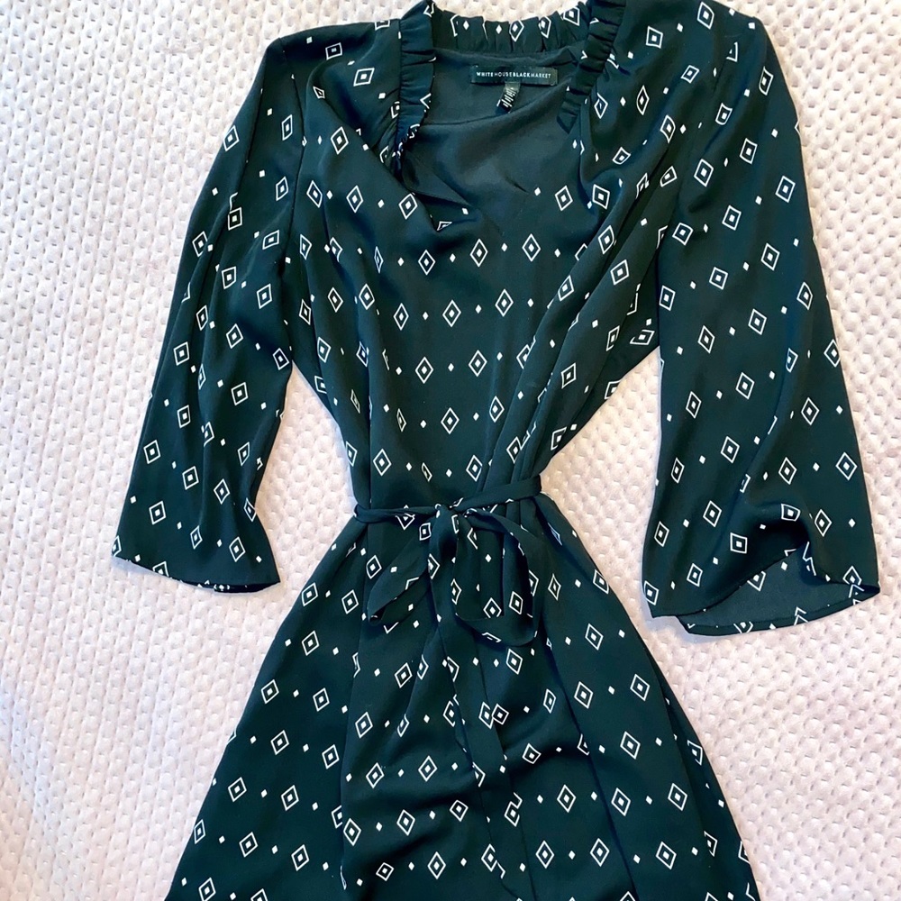 White House Black Market Dress with Tie Waistband